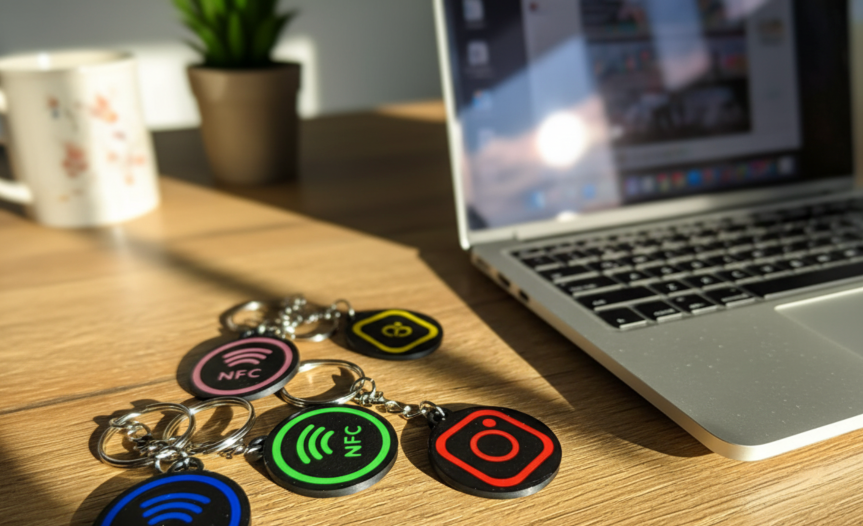 NFC tags on desk